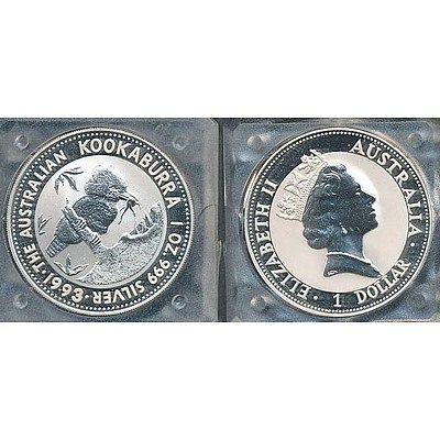 Australia 999 PURE Silver PROOF Kookaburra Coin 1993