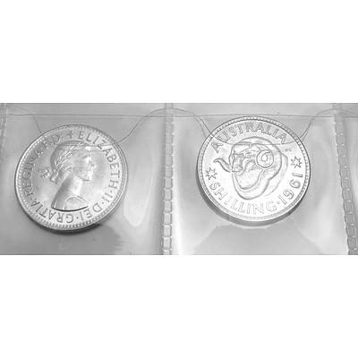 Australia Brilliant Uncirculated Silver Shillings 1961