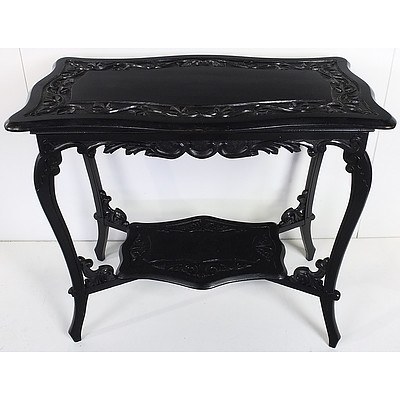 Carved and Painted Lamp Table with Vine Motif