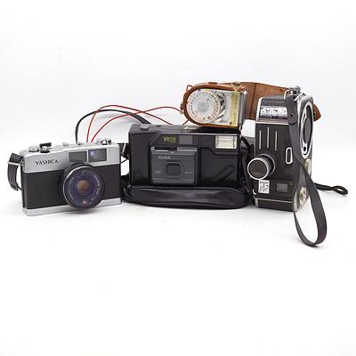 Kodak VR 35 Camera, Yashica 35-ME Camera, Bolex Paillard Camera and A Hanimex Sekonic Exposure Meter