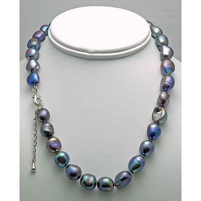 Peacock"" Black Cultured Pearl Necklace