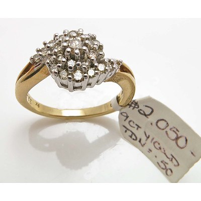 9ct Two-tone Diamond Cluster Ring
