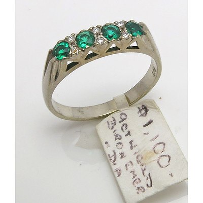 9ct White Gold Biron Emerald & Diamond Ring