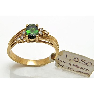 9ct Gold Green Tourmaline & Diamond Rings