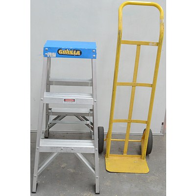 Gorilla 870mm Aluminium Step Ladder and Hand Trolley