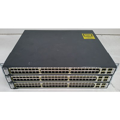 Cisco Catalyst 3750 Series PoE-48 48-Port Fast Ethernet Switches - Lot of Three