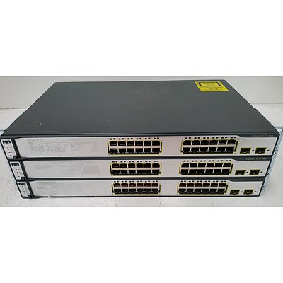 Cisco Catalyst 3750 Series 24-Port Fast Ethernet Switches - Lot of Three
