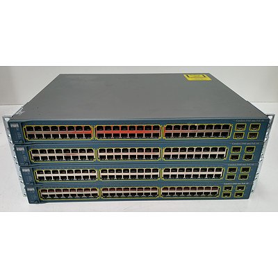 Cisco Catalyst 3560 Series PoE-48 48-Port Managed Switch - Lot of Four