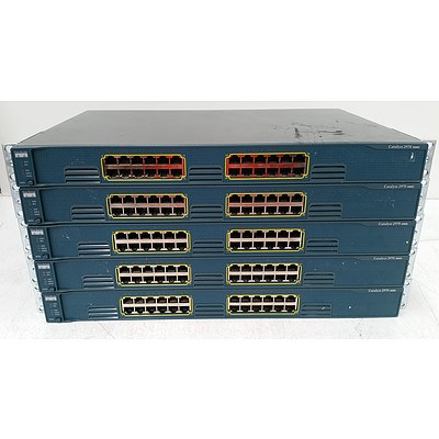 Cisco Catalyst 2970 Series 24-Port Gigabit Managed Switch - Lot of Five