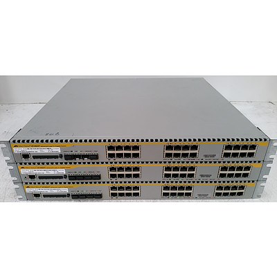Allied Telesyn AT-9924T Advanced Layer 3+ 24-Port Gigabit Managed Switch - Lot of Three