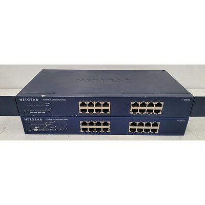 NetGear JGS516 ProSafe 16-Port Gigabit Managed Switch - Lot of Two