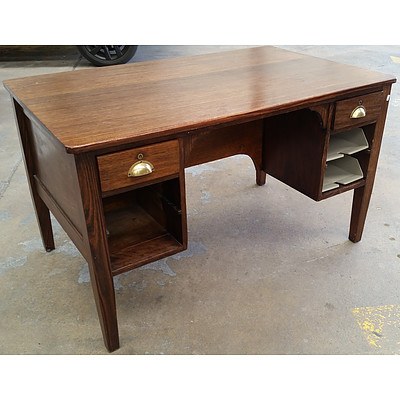 Antique Oak Desk with Pigeon Holes