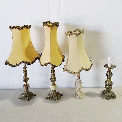 Brass and Oynx Table Lamps