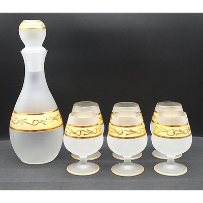 Cristallerie Zoppi Seven Piece Frosted Glass Decanter Set