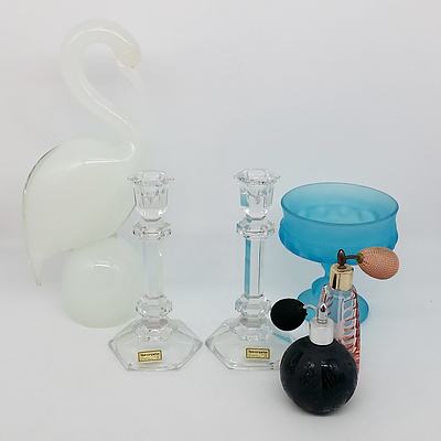 Group of Art Glass, Perfume Atomisers, and China
