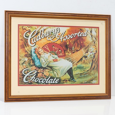 Five Offset Advertising Prints Including Cadbury's Assorted Chocolate, Coleman, and Hardie