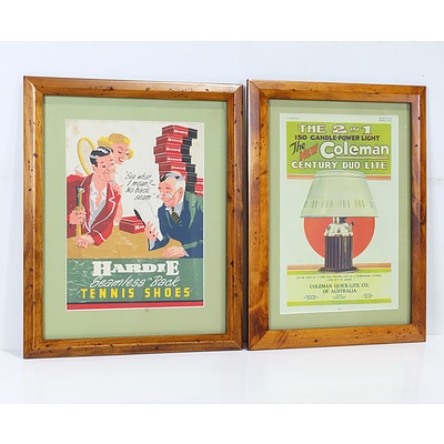 Five Offset Advertising Prints Including Cadbury's Assorted Chocolate, Coleman, and Hardie
