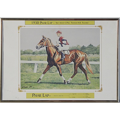 Four Phar Lap Limited Edition Offset Prints of The 1930 Melbourne Cup