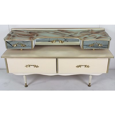 Retro Dresser with Faux Marble Mirror Finish