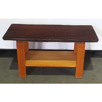 Solid Stained Rough Cut Hardwood Topped Coffee Table