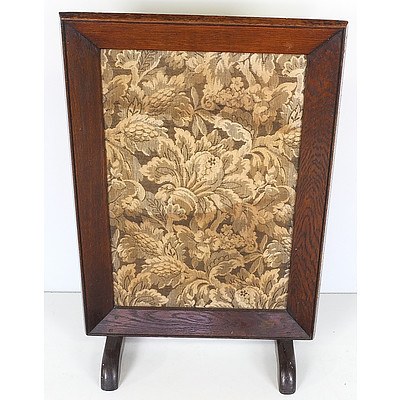 Antique Oak Framed Tapestry Fire Screen