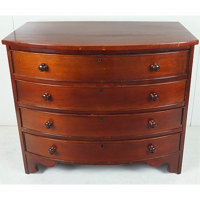 Vintage Maple Bow Front Chest of Drawers