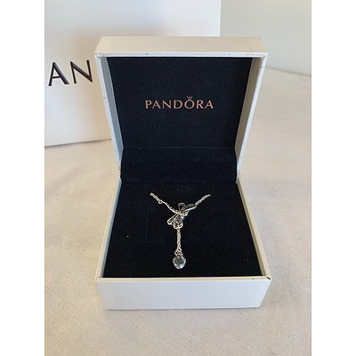 Silver Dragonfly Necklace with Charm from Pandora