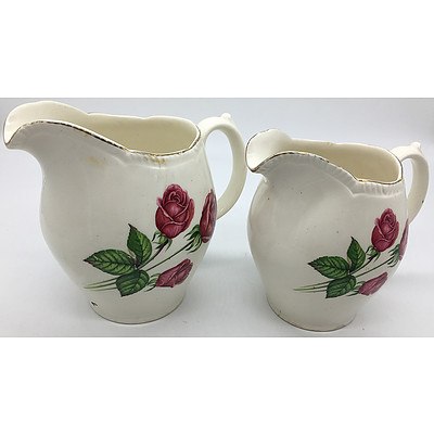 Two English Royal Swan Water Pitchers