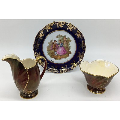 Limoges Dish and Two Pieces of Carlton Wear Rogue Royal