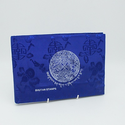 Bhutan Stamp Collection with Blue Silk Binding