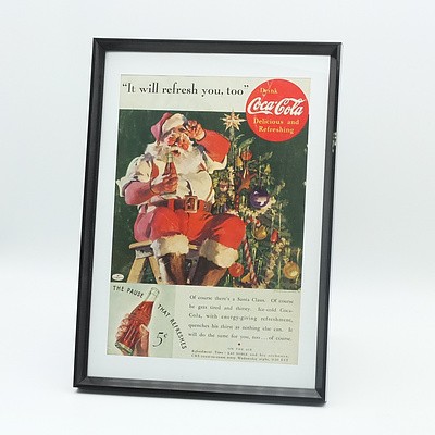 Framed 1935 Coca Cola Christmas Advertisment