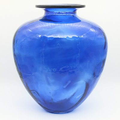 Large Spanish Cobalt Blue Recycled Glass Vase