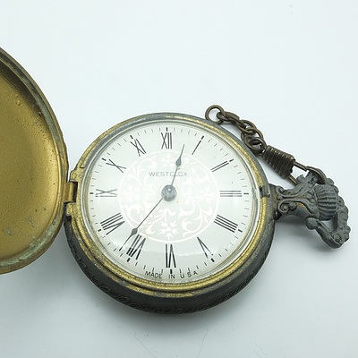 Westclox Hunters Pocket Watch with Stag Hunting Scene on Case