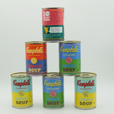 Six Limited Edition Campbells Tomato Soup Cans Celebrating 50 Years of Andy Warhol The Art of Soup