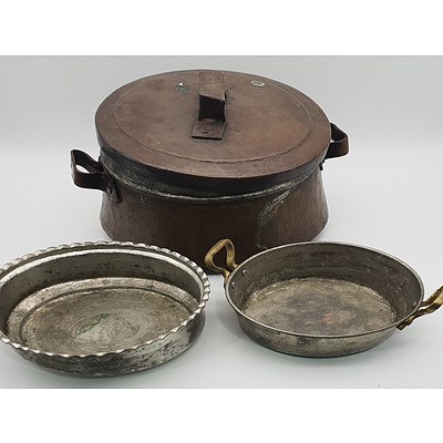 Three Persian Tin Plated Copper Pots