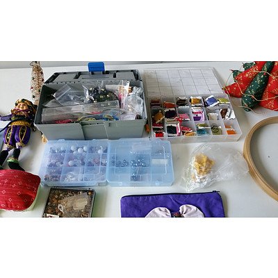 Lot of Sewing Materials, Jewellery, Decorations, Arts and Craft Equipment