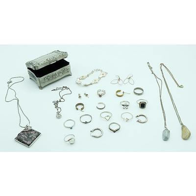 Collection of Sterling Silver Rings, Necklaces and Earrings