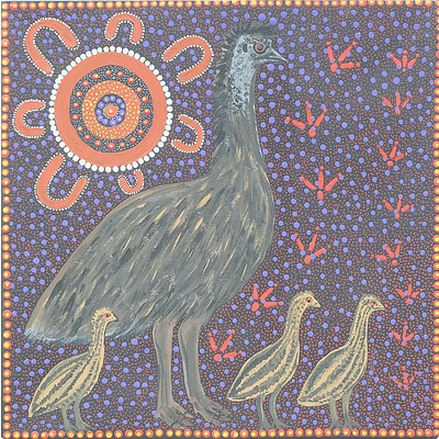 Kathleen Buzzacott (Aboriginal 1970-) Bush Tucker Children's Stories Oil on Canvas