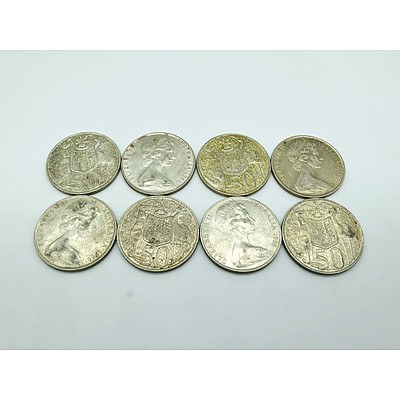 Eight 1966 Round 50c Coins