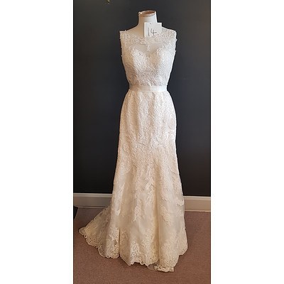 Stella Yorke  Low Illusion Back Wedding Dress - Size 10