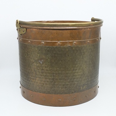 Vintage Copper and Brass Firewood Bucket