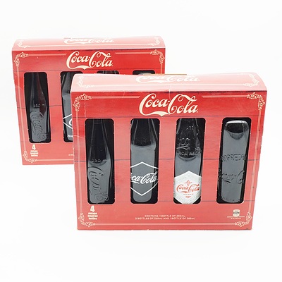 Two Box Sets of Four Vintage Inspired Coca Cola Bottles