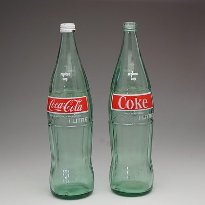 Pair of Coca Cola 1 Litre Glass Bottles