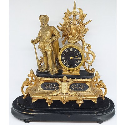 Decorative French Horlogerie Louis Style Spelter Mantle Clock
