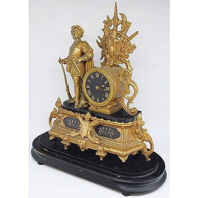 Decorative French Horlogerie Louis Style Spelter Mantle Clock
