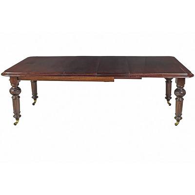 Victorian Mahogany Two Leaf Extension Dining Table with Turned Legs Circa 1880