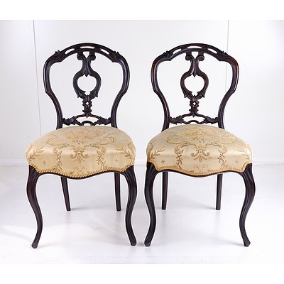 Four Finely Carved Brazilian Rosewood Dining Chairs with Stuffover Seats and Cabriole Forelegs Circa 1850