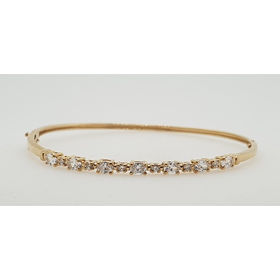 Sterling Silver Yellow Gold Plated Sapphire bangle