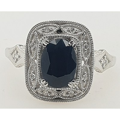 Sterling Silver  Black Diamond Ring
