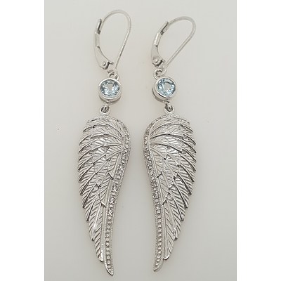 Sterling Silver Topaz angel wing earrings